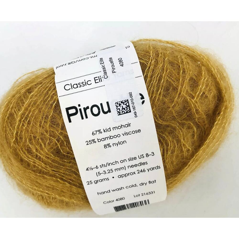 Classic Elite Mohair Bamboo Yarn Piroutte 50g Gold #4080 Knitting Crochet